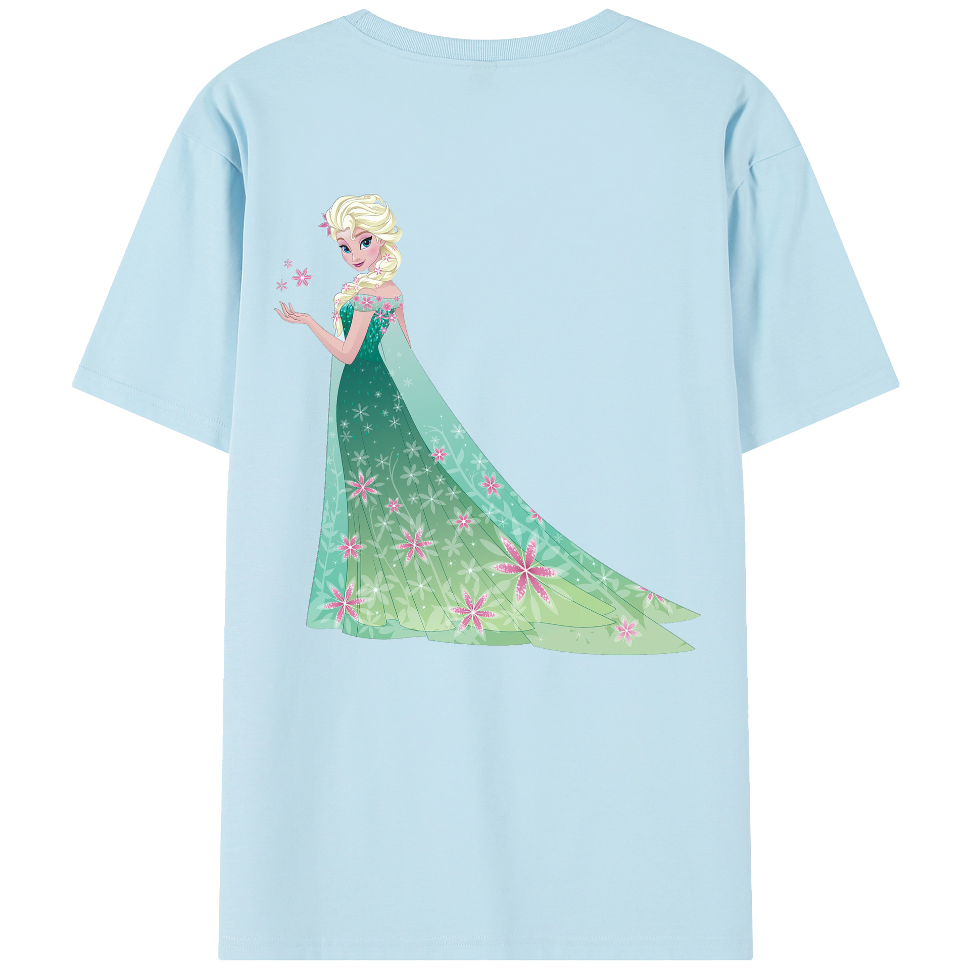 （画像用） アナと雪の女王 アンナ エルサ Frozen Anna Elsa 綿100％半袖Tシャツ（背面プリント）